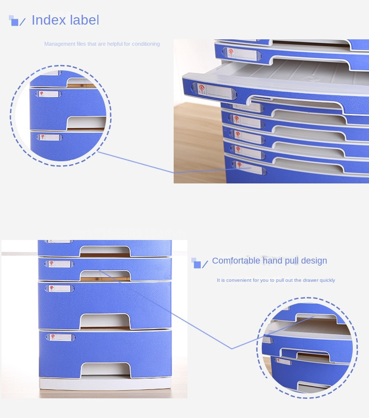 Index labels and pull handle close up